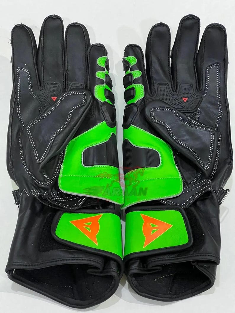 thumbnail image 2 of YNR Suzuki GSXR Motorbike Racing Gloves – Blue & White, Leather, Pre-Curved Fingers, Knuckle Armour 2 of 5