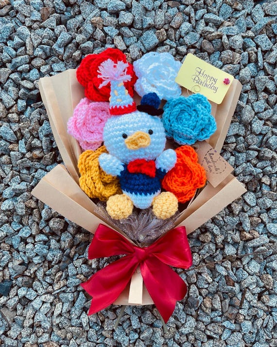 Disney's Mickey and Friends! Donald Duck Handmade Crochet Bouquet