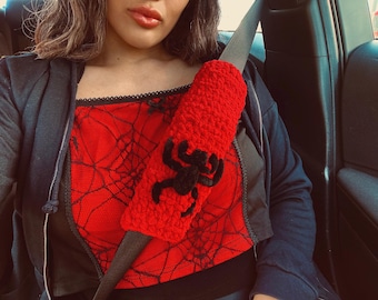 Marvels Spiderman | plush seat belt spiderman pad cover set| car interior |