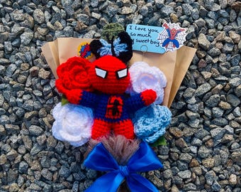 Marvels Spider-Man, gehäkelter Spiderman-Ministrauß, handgefertigter Stan Lee - Peter Parker-Fan | Spider-Man & MJ| Multiversum, kein Weg nach Hause|