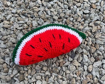 Crochet handmade Watermelon pillow plushie| Watermelon slice gift| Watermelon Lore! Safe antiplastic toy| watermelon amigurmi| cute plush