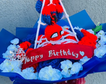 Marvels Spider-Man| Gehäkelter Anhänger Spiderman Ramo Bouquet, handgemacht |Stan Lee - Peter Parker Fan| Spider-Man & MJ| Multiversum, kein Weg nach Hause|