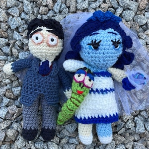 Totenbraut | Victor, Emily und Maggot häkeln Plüsch | Ich liebe dich, aber du gehörst nicht mir! Halloween-Hochzeit | Tim Burton Dekor | mit dieser Hand |