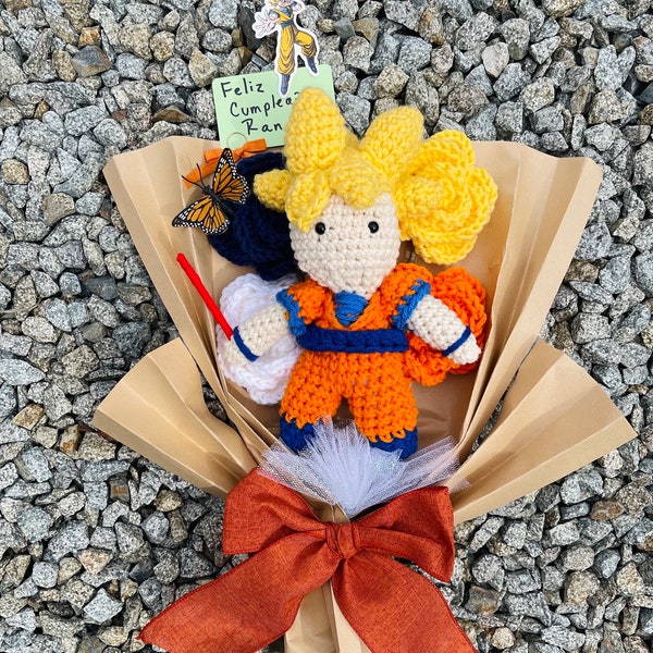 Dragon Ball Z/ goku super saiyan dios/ Goku crochet bouquet/ magna/ anime/ blue kaioken/ z warrior/ goku crochet/ dragon ball Z super/ vegeta