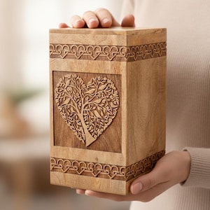 Heart-Shaped Wooden Cremation Urn: Personalized Memorial Keepsake Box