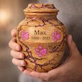 Handcrafted Wooden Pet Urn with Engraved Paw Prints - Personalized Memorial product logo