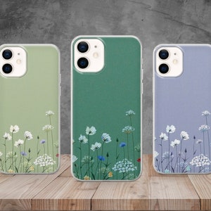 Custodia per telefono semplice minimalista con fiori Cover carina per iPhone 14, 12, 11 Pro, 13, Xr, Xs, Samsung S22, S23, S20, A33, Huawei P30, Pixel 6 Pro