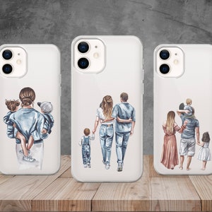 Funda de teléfono transparente transparente Family Love Children Cover para iPhone 14, 12, 11 Pro, 13, Xs, Samsung S22, S23, S20, A33, Huawei, Pixel 6 Pro