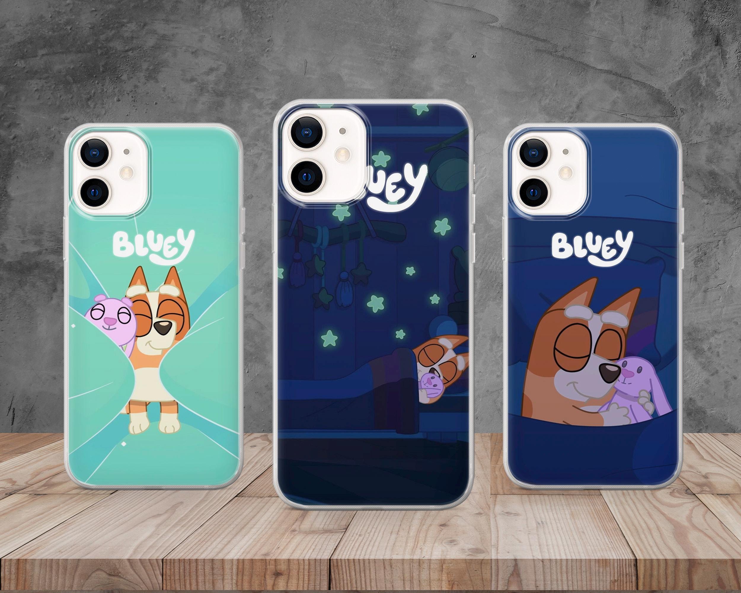 Kids Cartoon Sleepytime Phone case, Animated Dog Bluey Cover for iPhone 15,  14, 12, 11 Pro, 13, Xs, Samsung S22, S23, S20, A33, Pixel 6 Pro