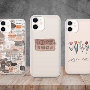 Bible Verses Phone Case Christian Quotes Cover for iPhone 14, 12, 11 Pro, 13, Xr, Xs, Samsung S22, S23, S20, A33, Huawei P30, Pixel 6 Pro
