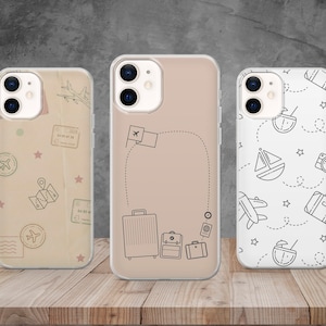 Coque de voyage minimaliste carte du monde pour iPhone 14, 12, 11 Pro, 13, Xr, Xs, Samsung S22, S23, S20, A33, Huawei P30, Pixel 6 Pro