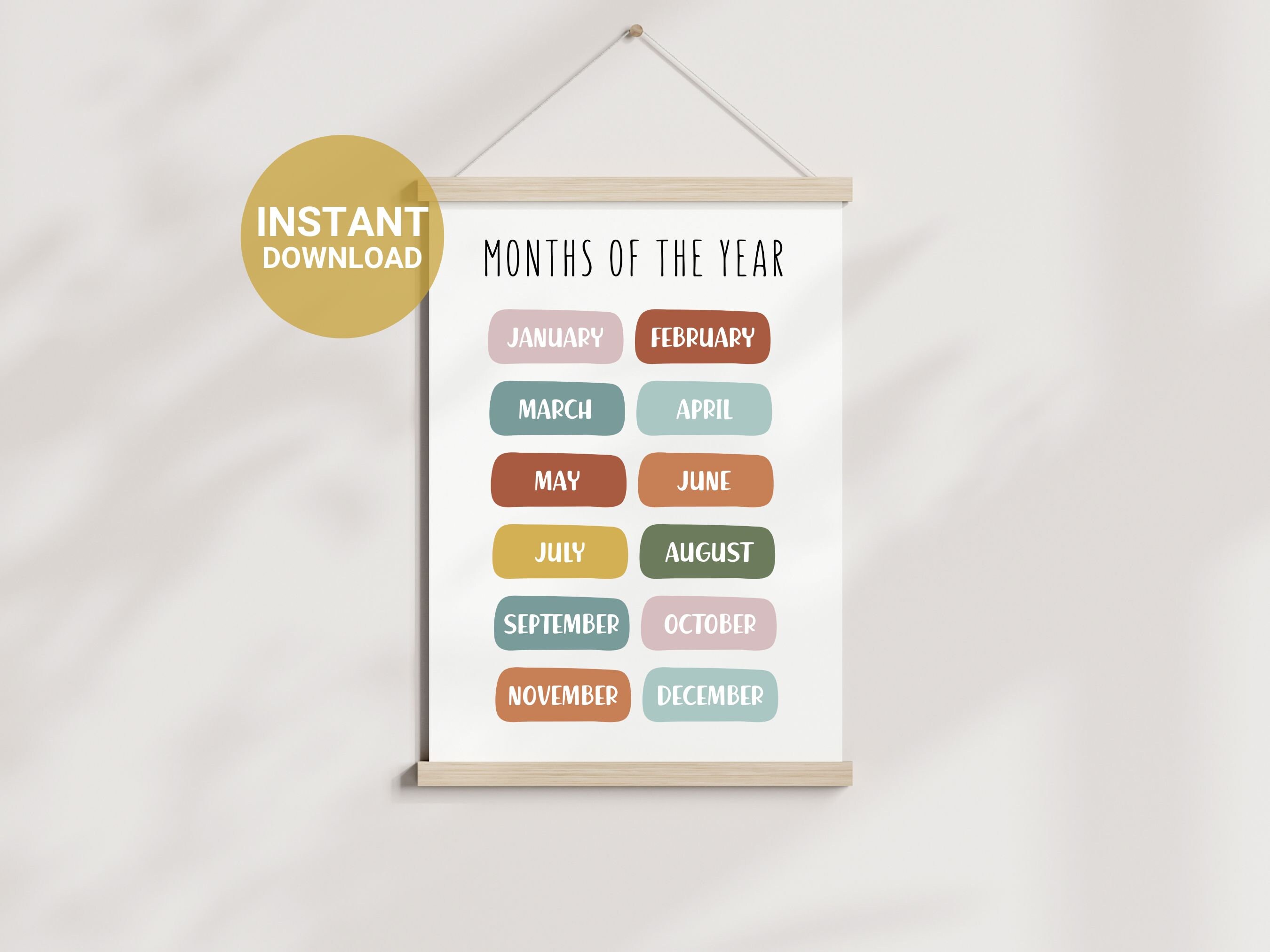 Months of the Year Print, Kids Printable Poster, Educational Wall Art ...