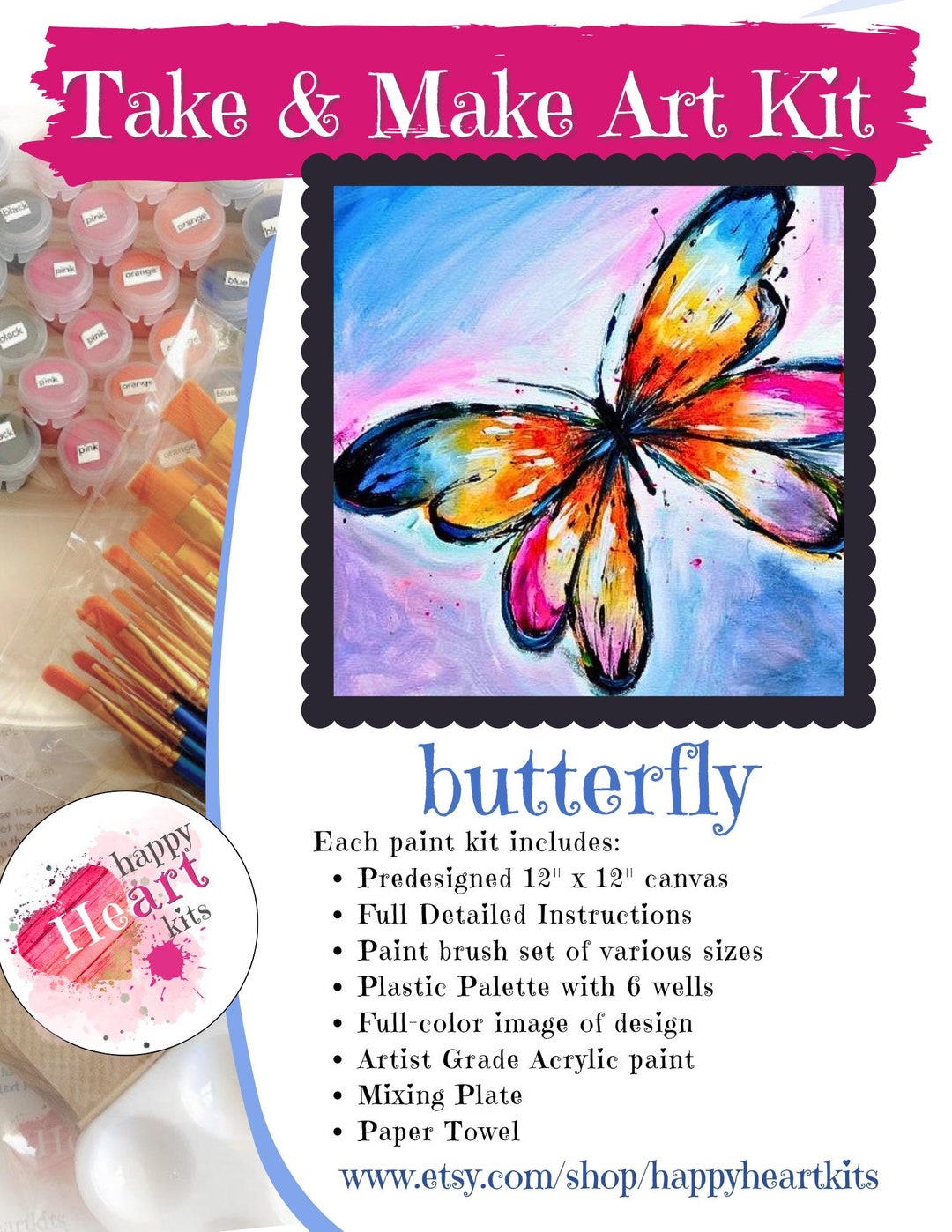 Butterfly Birthday, Butterfly Art Kit, Paint Kit for Kids, Paint Party ...
