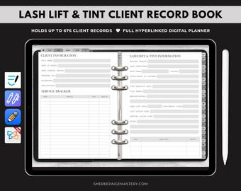 Libro de registro digital para clientes de lifting y tinte de pestañas GRIS para Goodnotes 6 - Planificador digital - Descarga en PDF - Sheree Paige Mastery