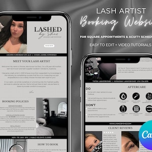 Lash Artist Booking Website Template | Canva Template | For Square Appointments & Acuity Scheduling | Lash Business Digital Download