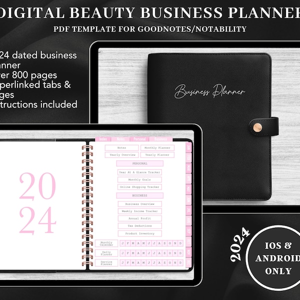 2024 DIGITAL PINK Beauty Business Planner Template, Professional Beauty Business Planner, Daily Service Planner, GoodNotes & Notability