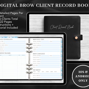 DIGITALE BLAUWE wenkbrauwtechnicus klantrecordboek sjabloon, wenkbrauwlaminering, wenkbrauw wax, wenkbrauwservices, PMU wenkbrauwboekboek