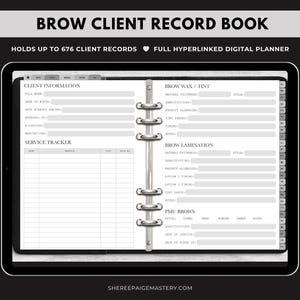 DIGITAL Brow Client Record Book GREY For Goodnotes 6 - Digital Planner - PDF Download - Sheree Paige Mastery