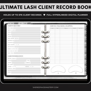 DIGITAL Ultimate Lash Extension Client Record Book GREY For Goodnotes 6 - Digital Planner - PDF Download - Sheree Paige Mastery image 1