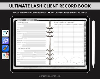 DIGITAL Ultimate Lash Extension Client Record Book GREY For Goodnotes 6 - Digital Planner - PDF Download - Sheree Paige Mastery