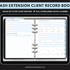 DIGITAL Lash Extension Client Record Book BLUE For Goodnotes 6 - Digital Planner - PDF Download - Sheree Paige Mastery