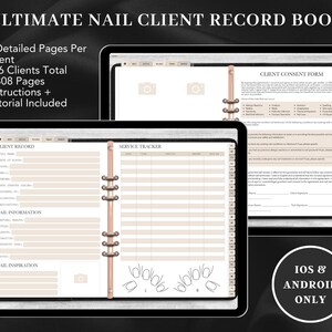 Sjabloon DIGITAAL BEIGE Ultimate Nail Client Record Book, nagelplanner, servicetracker, nageltechnologietoestemmingsformulier, GoodNotes-sjabloon