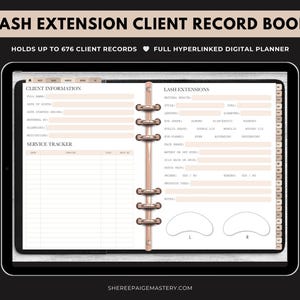 DIGITAL Lash Extension Client Record Book BEIGE For Goodnotes 6 - Digital Planner - PDF Download - Sheree Paige Mastery