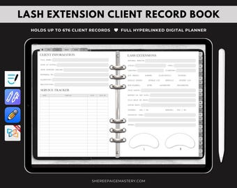 DIGITAL Lash Extension Client Record Book GREY For Goodnotes 6 - Digital Planner - PDF Download - Sheree Paige Mastery