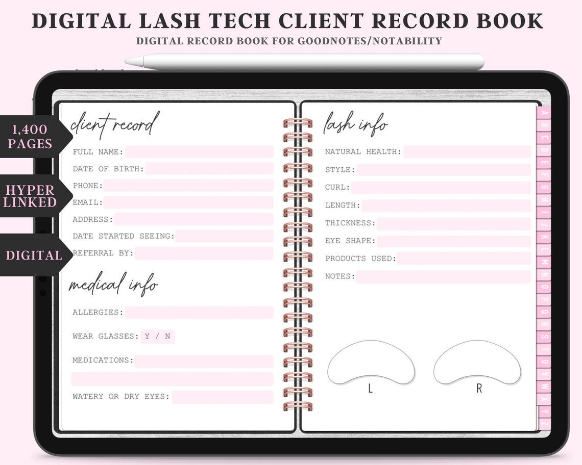 2023 DIGITAL Lash Tech Client Record Book Easy Client Records Etsy