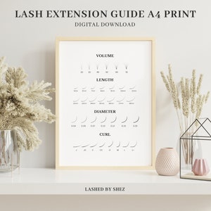 Eyelash Extension Style Guide, Lash Tech Style Guide, Lash Tech Prints, Digital Download, Beauty Room Decor, Eyelash Extension Printable