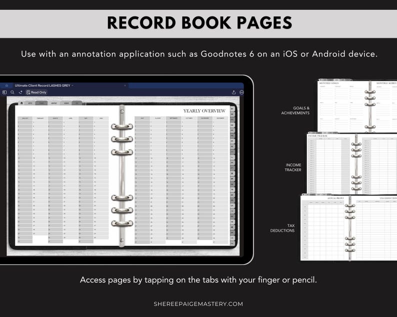 DIGITAL Ultimate Lash Extension Client Record Book GREY For Goodnotes 6 - Digital Planner - PDF Download - Sheree Paige Mastery image 2