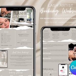 Lash Artist Booking Website Template | Canva Template | For Square Appointments & Acuity Scheduling | Lash Business Digital Download