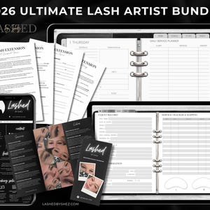 2026 Ultimate Lash Tech Business Bundle: Client Record Book, Business Planner, Consent Forms + More (Digital Download)
