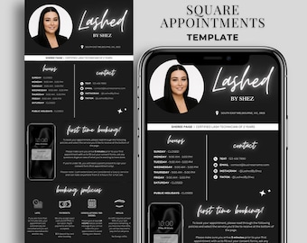 Square Appointments / Acuity Scheduling Template - Canva Template for Booking Website - Lash Technician - Black & White (Digital Download)
