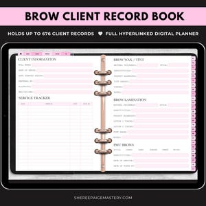 DIGITAL Brow Client Record Book PINK For Goodnotes 6 - Digital Planner - PDF Download - Sheree Paige Mastery