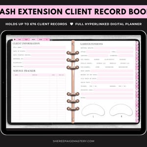DIGITAL Lash Extension Client Record Book PINK For Goodnotes 6 - Digital Planner - PDF Download - Sheree Paige Mastery