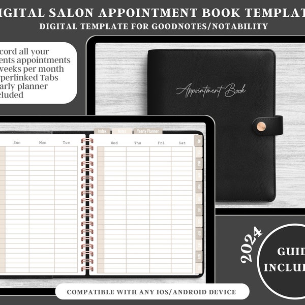 2024 DIGITAL BEIGE Salon Appointment Book, Business Client Appointment Book, Salon Planner For GoodNotes, Business Beauty Appointment Book