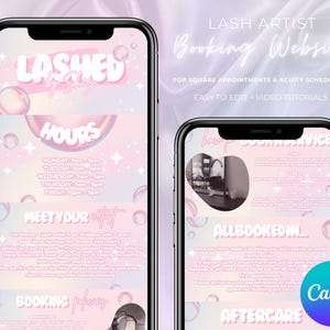 Lash Artist Booking Website Template | Canva Template | For Square Appointments & Acuity Scheduling | Lash Business Digital Download