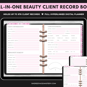 All-In-One Beauty Client Record Book PINK For Goodnotes 6 - Digital Planner - PDF Download - Sheree Paige Mastery