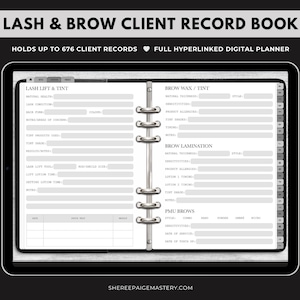 DIGITAL Lash & Brow Client Record Book GREY For Goodnotes 6 - Digital Planner - PDF Download - Sheree Paige Mastery