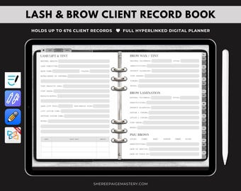 DIGITAL Lash & Brow Client Record Book GREY For Goodnotes 6 - Digital Planner - PDF Download - Sheree Paige Mastery