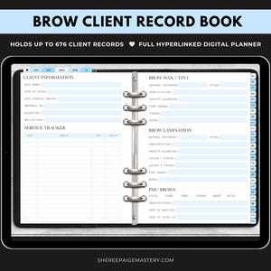 DIGITAL Brow Client Record Book BLUE For Goodnotes 6 - Digital Planner - PDF Download - Sheree Paige Mastery