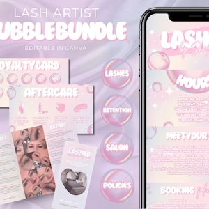 Lash Artist Bubble Bundle - Canva Template, Lash Business, Square Appointments, Acuity Scheduling, Digital Download
