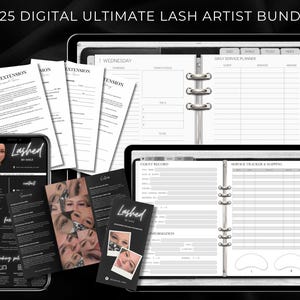2025 Digital GREY Ultimate Lash-bundel | Ultiem klantendossier, Biz-planner voor 2025, toestemmingsformulieren, lashkaarten en sjabloon voor boekingssite
