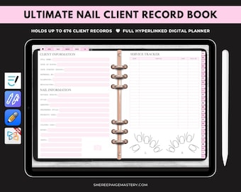 デジタル版究極のネイル顧客記録帳 ピンク Goodnotes 6 用 - デジタルプランナー - PDFダウンロード - Sheree Paige Mastery