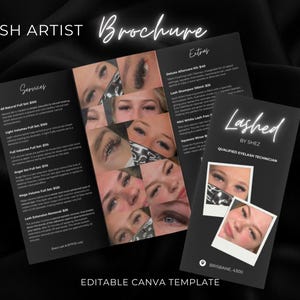 Szablon broszury Lash Artist - Szablon Canva, Szablony biznesowe Lash, Szablon Lash Tech Trifold, Pobieranie cyfrowe