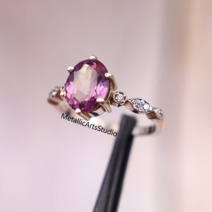 Alexandrite Ring Dainty Ring Oval Cut Alexandrite Engagement Ring Art Deco Alexandrite Ring June Birthstone Ring Promise Ring Gift For Her