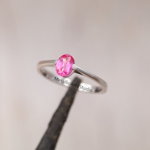 Oval Cut Pink Tourmaline Ring, Minimalist Wedding & Engagement Ring, Promise Ring, Solitaire Ring, Love Stone Ring, Anniversary Gift For Her