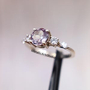 Alexandrite Engagement Ring, June Birthstone, Color Change Stone, Sterling Silver