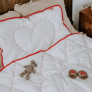 Baby CRIB DUVET and pillow handmade 100% alpaca wool HYPOALLERGENIC, red trimming image 4
